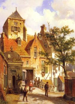 威廉 庫庫尅 A Street Scene In Haarlem 威廉 庫庫尅 A Street Scene In Haarlem